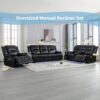 Home Theater Recliner Set Manual Recliner Chair With A Led Light Strip Two Built-In Cup Holders For Living Room - Black - Image 6
