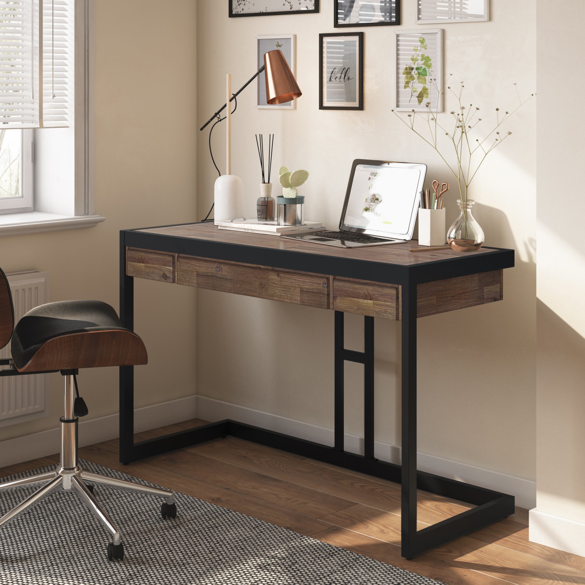 Erina - Small Desk - Rustic Natural Aged Brown - Image 7