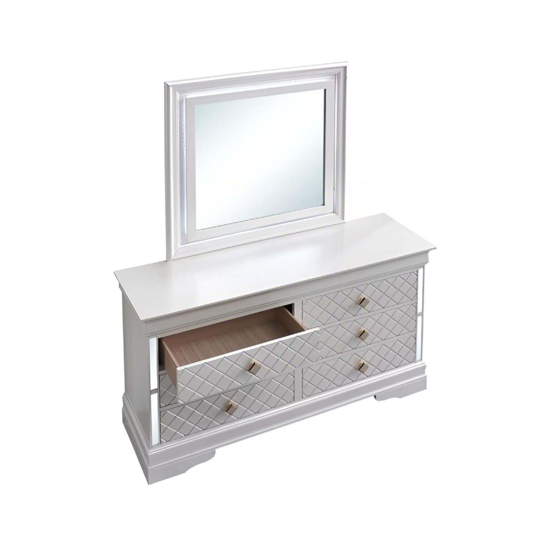 Verona - Dresser With Gold Handles And Faux Crystal Accents - White - Image 5