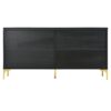 Modern Sideboard Buffet Cabinet With Handleless Press To Open Design, Carved Credenza Storage Cabinet With 4 Doors Construction - Black - Image 13