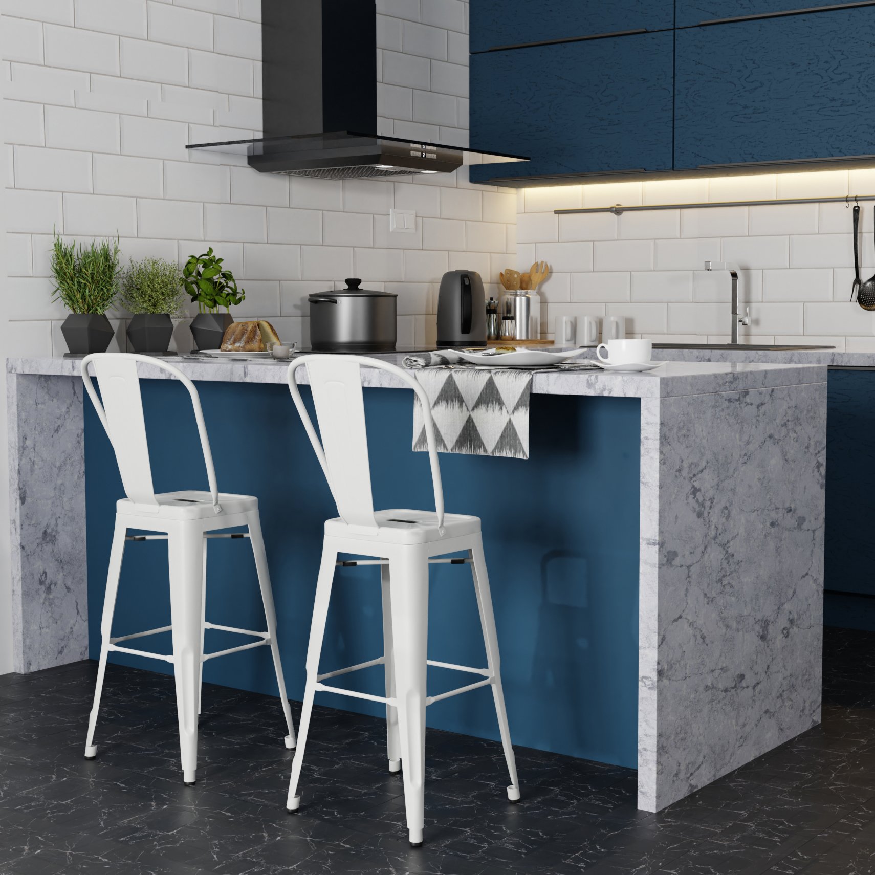 Fletcher - Metal Counter Height Stool (Set of 2) - White - Image 7