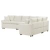 L-Shaped Sofa Convertible Sofa Bed Pull Out Sofa Sleeper With Two Back Pillows, Two USB Ports And Two Power Sockets For Living Room - Beige - Image 17