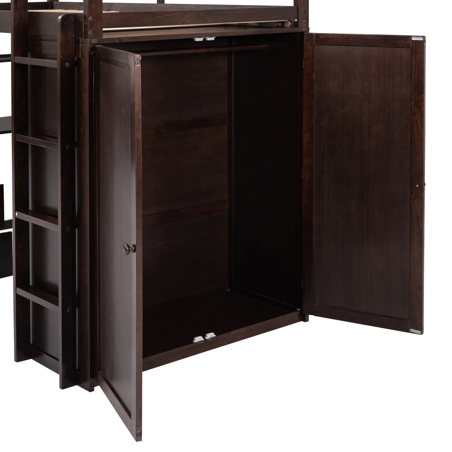 Twin Size Loft Bed With Drawers, Desk, And Wardrobe - Espresso - Image 9