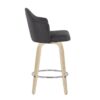 Ahoy - Mid-Century Modern Fixed Height Counter Stool With Natural Legs / Round Chrome Footrest (Set of 2) - Charcoal - Image 3