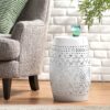 Transitional Ruby - Side Table With Lace Cut Design - White - Image 8