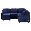 L-Shape Sofa Bed Pull-Out Sleeper Sofa With Wheels, USB Ports, Power Sockets For Living Room - Navy Blue - Image 16