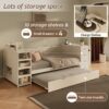 Twin Size Daybed With Trundle, Side Shelves, Drawers, Desk & Charging Station - White - Image 6