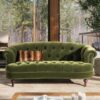 La Rosa - Victorian Chesterfield Loveseat - Olive Green - Image 7