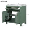 Bathroom Vanity With Ceramic Sink, Modern Single Bathroom Cabinet With 2 Doors And A Shelf, Soft Close Doors - Green - Image 8