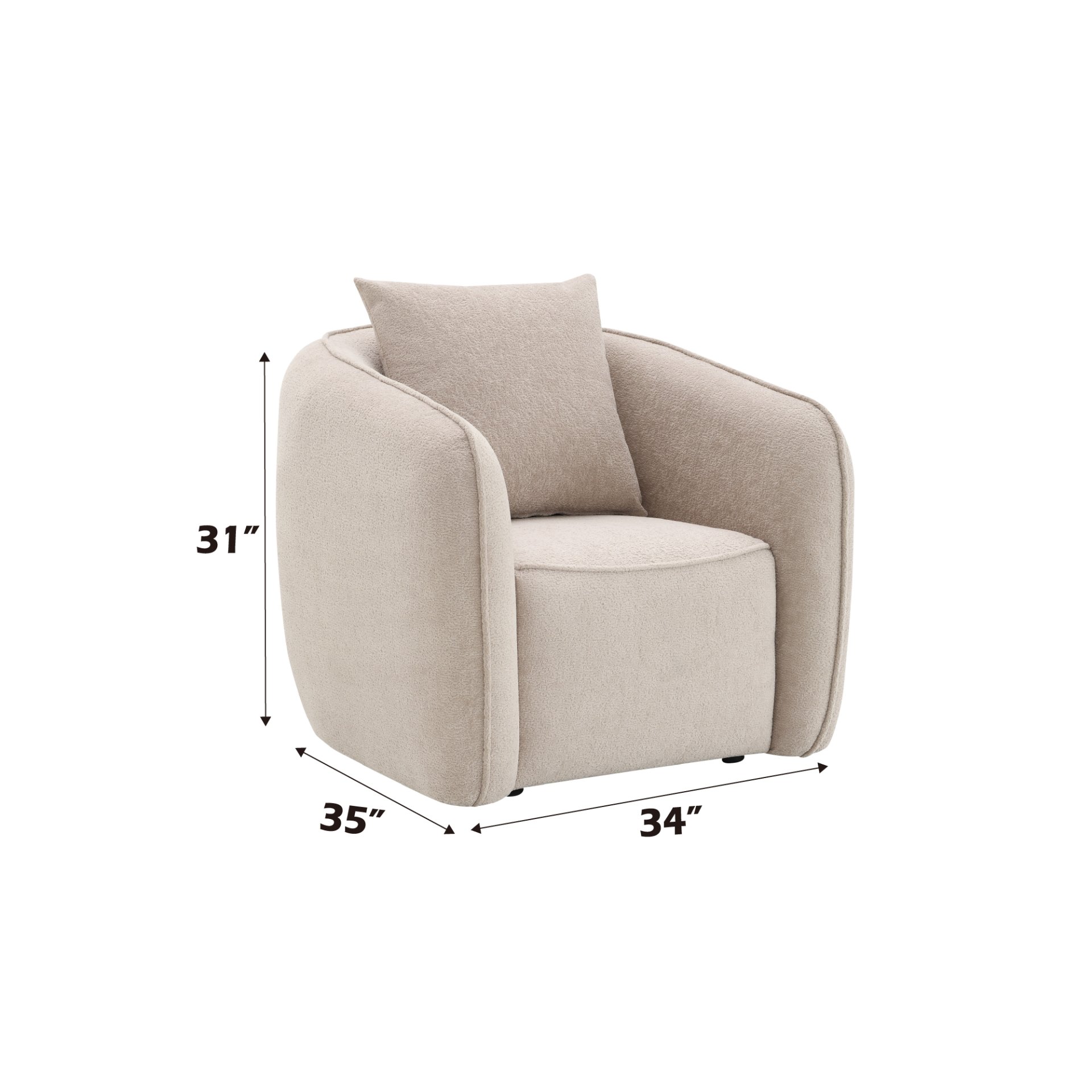 Keith - Chenille 3 Piece Living Room Set (Comes With Matching Color Toss Pillows) - Beige - Image 11