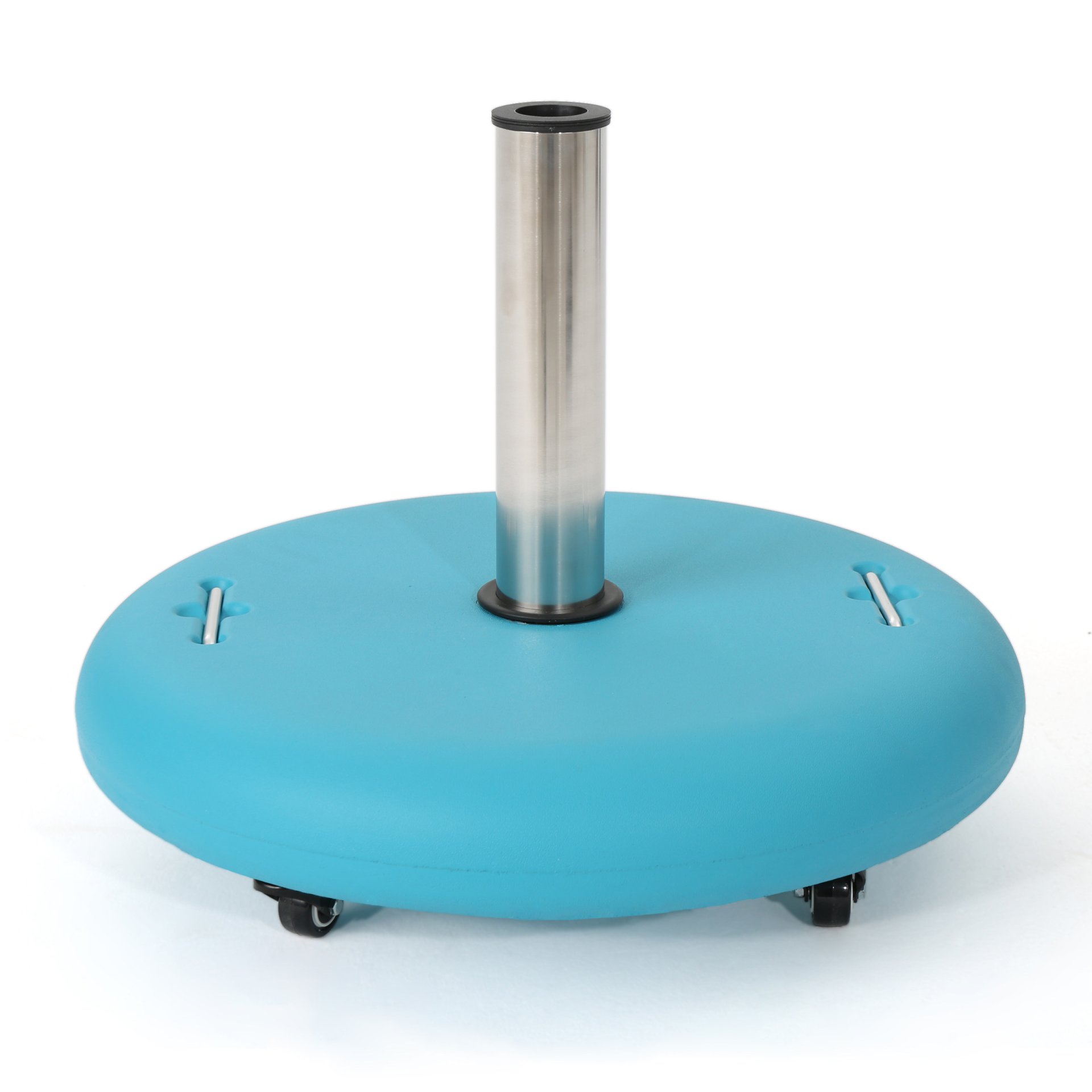 Stylish Round Wheelie - Umbrella Base With Stainless Steel Holder - Teal Concrete - Image 9