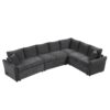 L-Shaped Sofa Convertible Sofa Bed Pull Out Sofa Sleeper With Two Back Pillows, Two USB Ports And Two Power Sockets For Living Room - Gray - Image 10