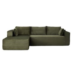 Compression Sectional Couch With Comfy Chaise, Boneless L Shape Sofa With Deep Seat, Minimalist Modular Couches Sleeper - Green