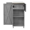 Outdoor Kitchen Island Fir Wood Kitchen Island With Stainless Steel Top, Ample Storage Space, Towel And Spice Racks And A Bottle Opener For Outdoor - Gray - Image 17