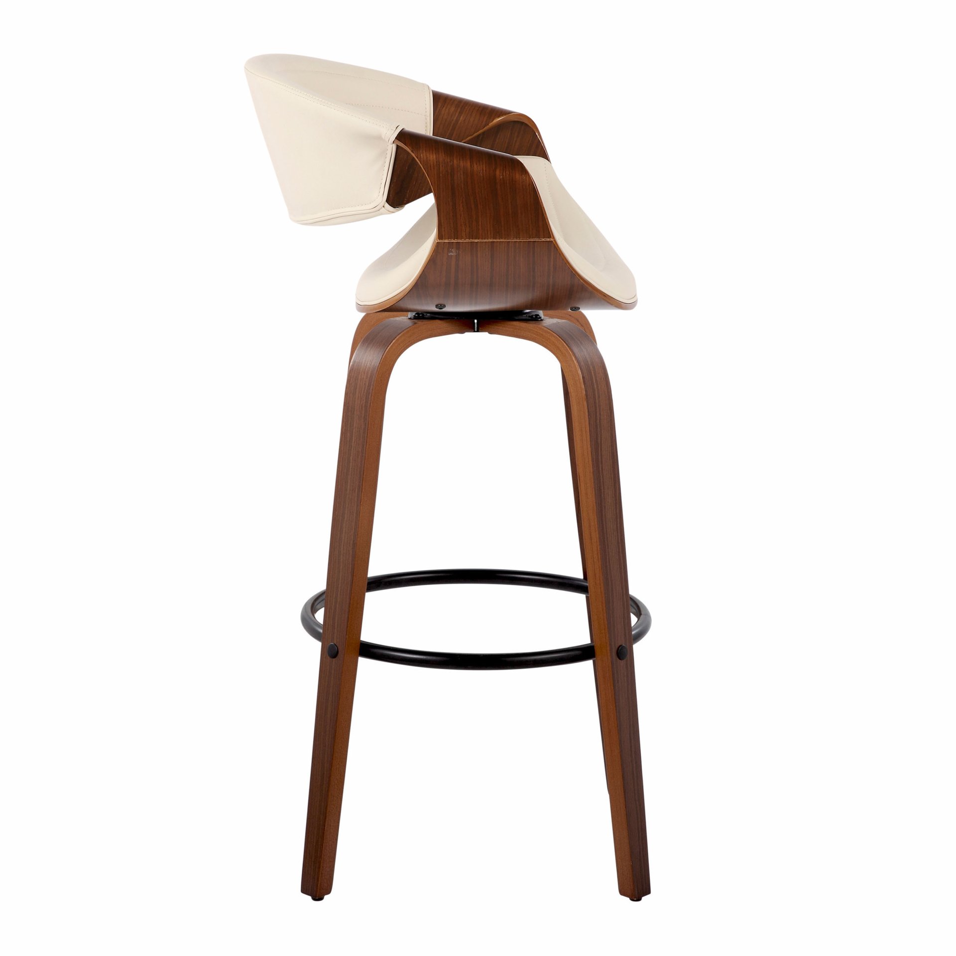 Symphony - Mid-Century Modern Fixed Height Barstool With Swivel With Round Footrest (Set of 2) - Walnut / Black - Image 3