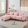 Teddy Fleece Creative Sofa Can Be Assembled Into A Two-Seater Sofa Plus A Single Couch With Three Waist Pillows To Perfectly Stretch Your Waist For Small Apartment Bedroom Spaces - Pink - Image 8