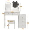 Fashion Vanity Desk With Mirror And Lights For Makeup And Cushioned Chair, Adjustable 3 Color Lighting - White - Image 3