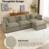 Modern Sofa Modular Sofa Couch Upholstered Corduroy, L - Shape Sectional Sofa With Side Storage Pockets For Living Room - Brown - Image 15
