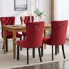Classic Velvet Dining Chairs, High-End Tufted Solid Wood Contemporary Velvet Upholstered Dining Chair With Wood Legs Nailhead (Set of 2) - Burgundy - Image 19