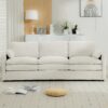 Cozy Upholstered 3 Seater Sofa Oversized Comfy Cloud Sofa Double Cushion 3 Seater Sofa Plush Cushion Sofa Couch For Living Room - Beige - Image 8