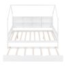 Full Size House Bed With Trundle, Kids Bed With Shelf - White - Image 7