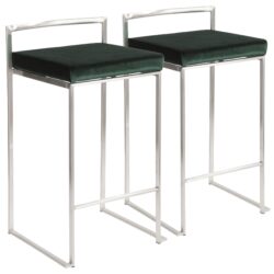Fuji - Contemporary Stackable Counter Stool (Set of 2) - Green