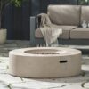 Modern Outdoor 50, 000 Btu Round Concrete Propane Fire Pit, Lightweight Design - Light Gray - Image 4