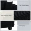 Oversized Loveseat Chaise Lounge Sectional Sofa Bed Corduroy Sleeper Sofa With 2 USB Ports, 2 Cup Holders And 2 Throw Pillows For Living Room And Bedroom - Black - Image 6