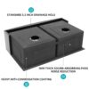 Double Bowl Sink Apron Front Kitchen Sink 16 Gauge & 2 Deep Basins - Gunmetal Black - Image 7