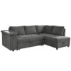 L Shaped Couch With Pull Out Bed And Storage Sectional Sleeper Sofa With Hidden Storage, Wide Armrest With Storage, For Living Room, Apartment, Bedroom, Office - Gray - Image 8