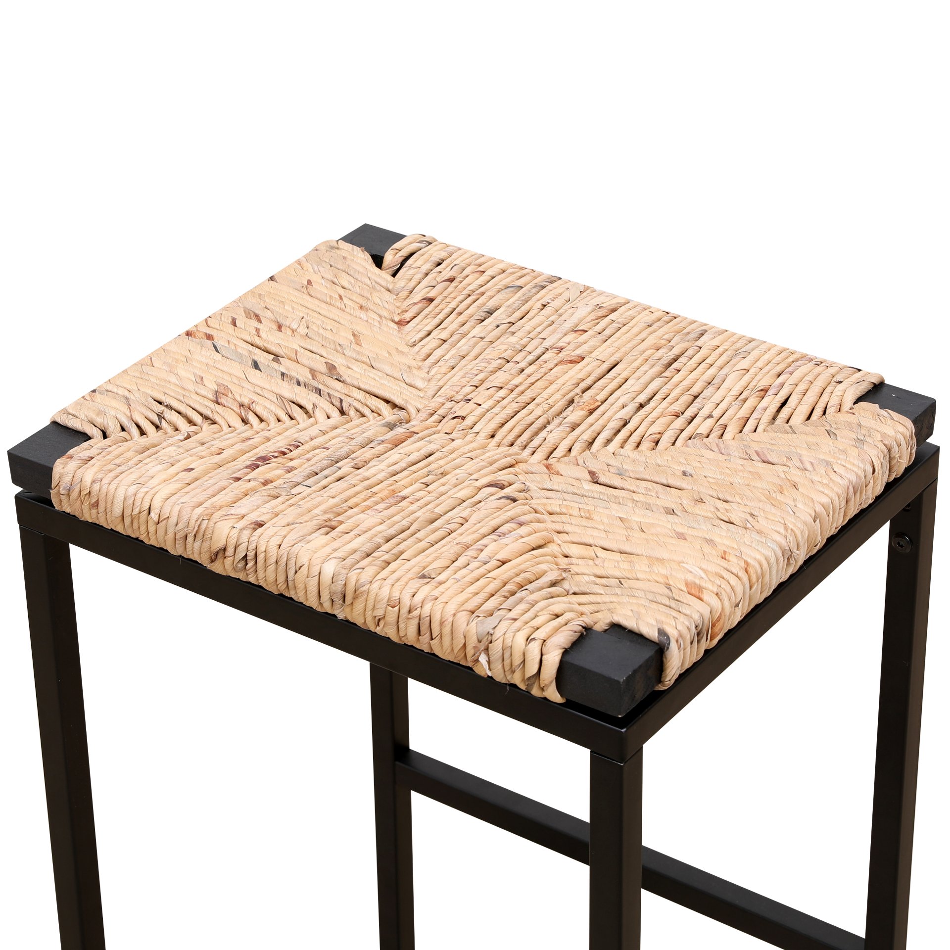 25" Height Backless Water Hyacinth Woven Bar Stools With Footrest (Set of 2) - Natural - Image 6