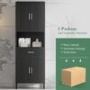 Freestanding Tall Bathroom Cabinet With Soft Close Doors And Adjustable Shelves - Black - Image 10