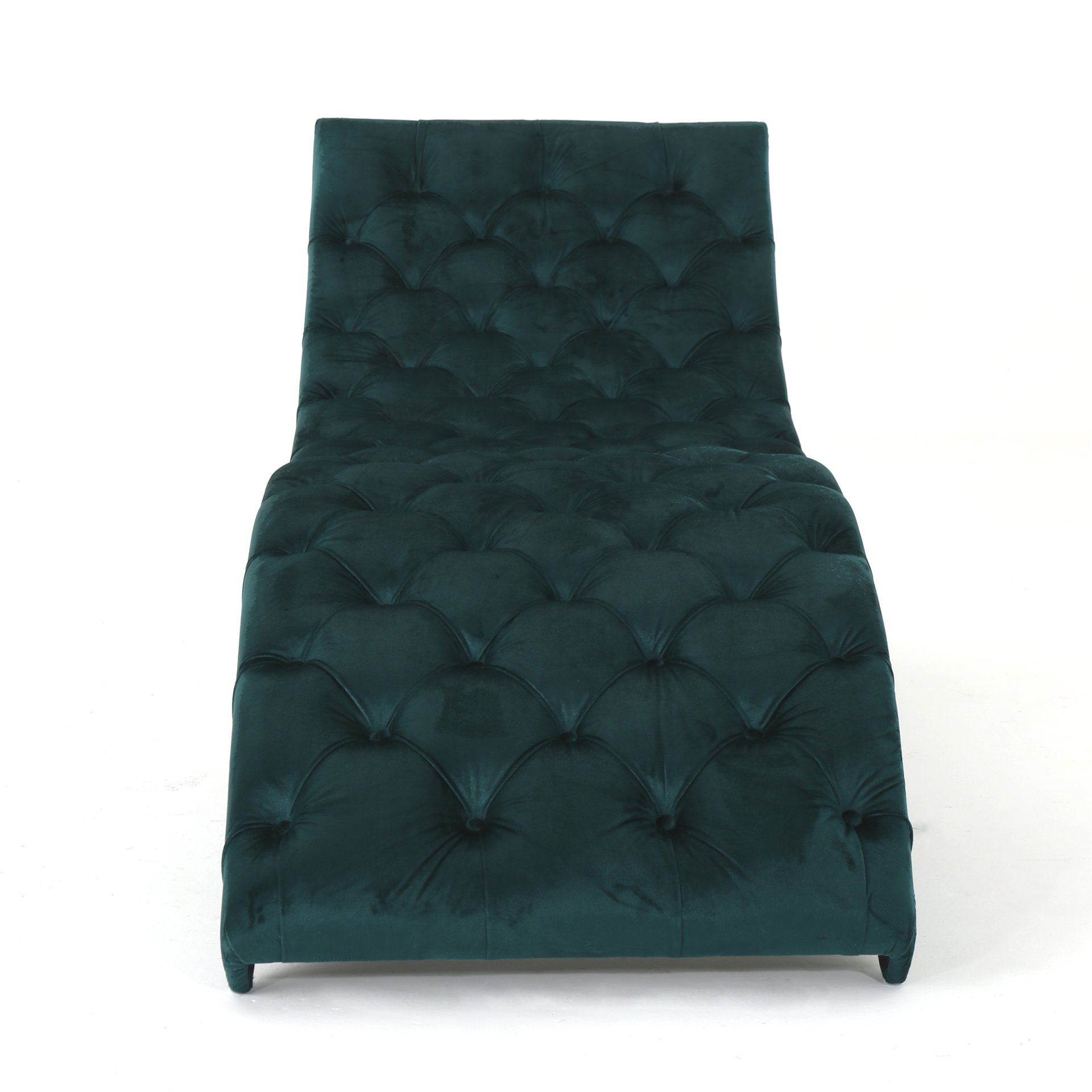 Elegant Tufted Chaise Lounge With Curved Design - Teal - Image 6