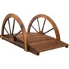 Wooden Garden Bridge Arc Footbridge With Half Wheel Railings Solid Fi - Brown - Image 4