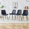 Modern Dining Chair Set With Curved Cushion And Metal Legs For Comfort (Set of 4) - Black - Image 2