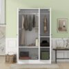3 Door Shutter Wardrobe With Shelves - White - Image 9