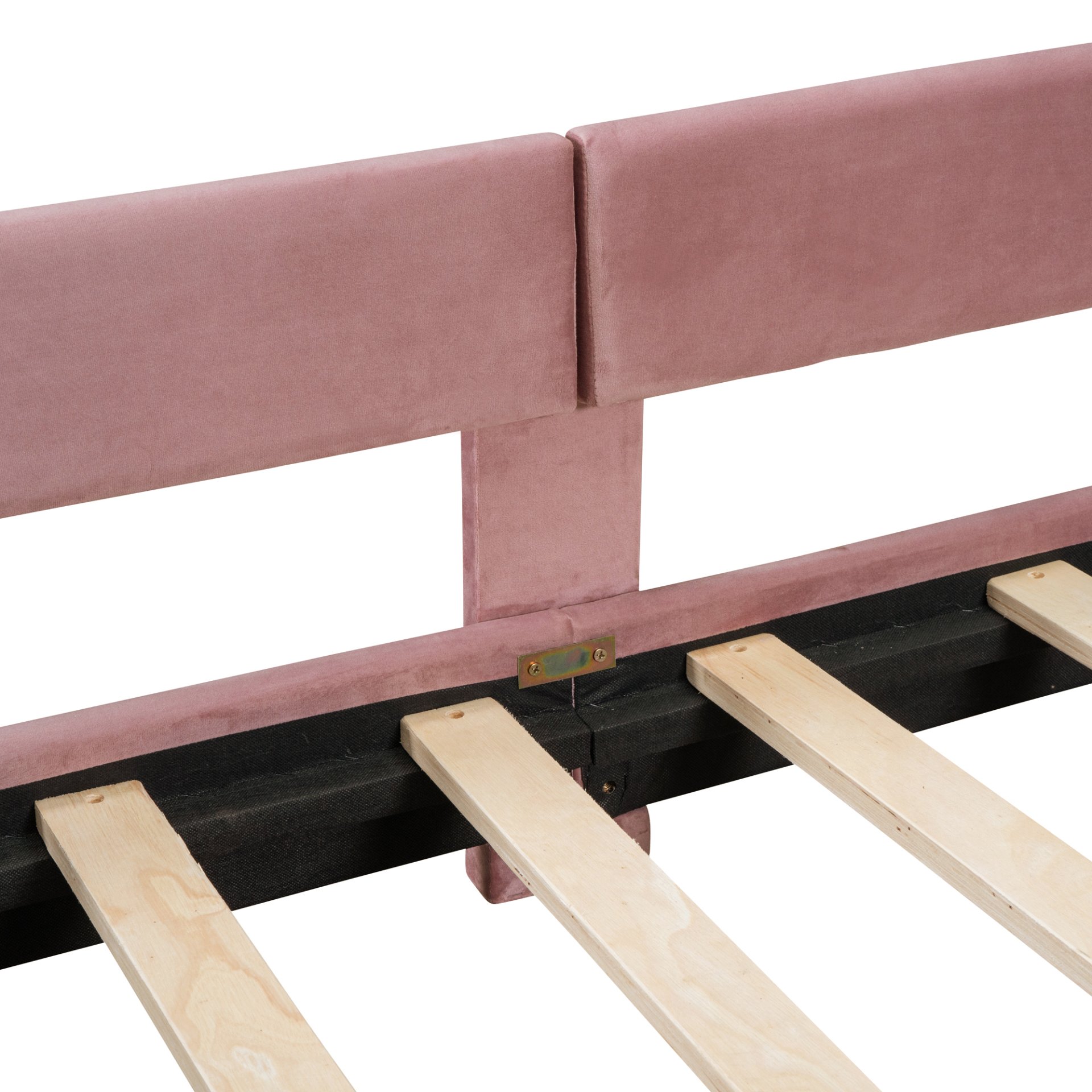 Twin Size Upholstered Daybed With Classic Stripe Shaped Headboard - Pink - Image 10