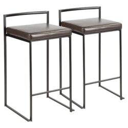 Fuji - Contemporary Stackable Counter Stool (Set of 2) - Black / Brown