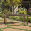 Acacia Wood Outdoor Dining Table With Slatted Top - Dark Brown - Image 2