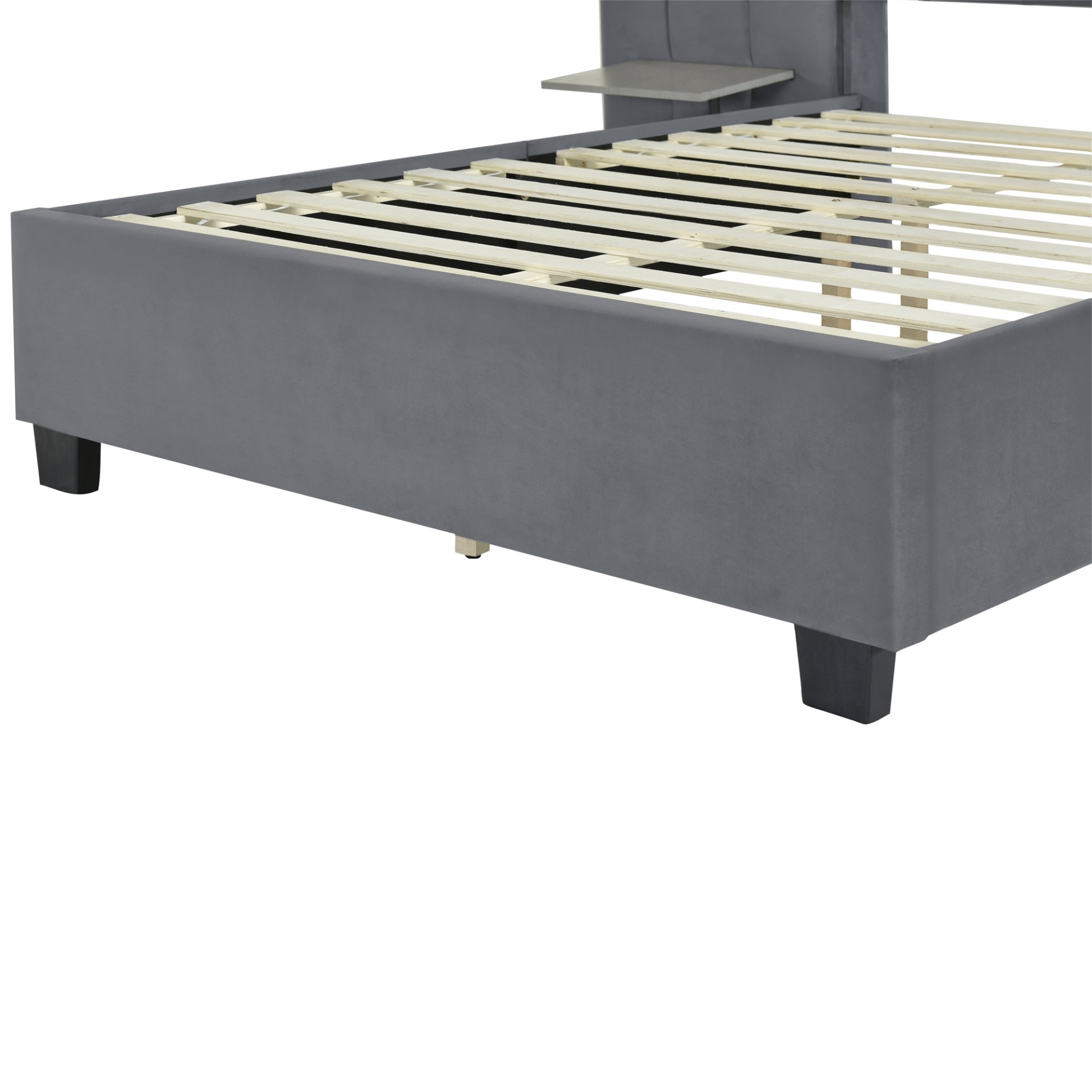 Full Size Upholstered Platform Bed With Big Headboard - Gray - Image 10