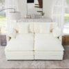 Deep Seat Sectional Cloud Sofa With 2 Ottomans & Soft Pillows, Modular Loveseat For Living Room - Beige Chenille 75.59X57.48X33.46 Inches - Image 19