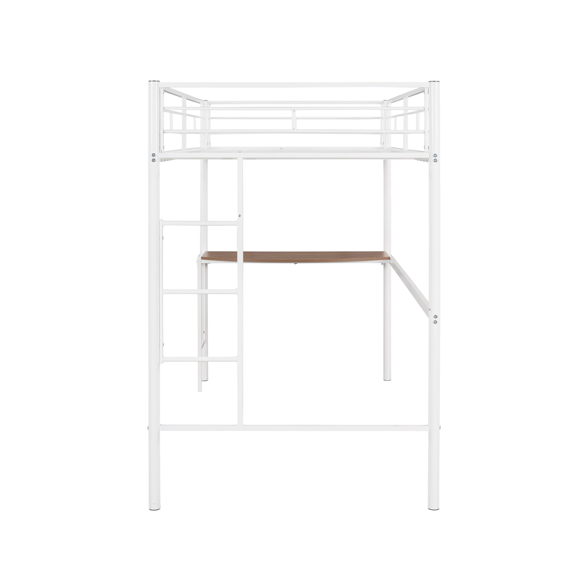 Twin Over Full Metal Bunk Bed With Desk, Ladder And Quality Slats For Bedroom - Metallic White - Image 20