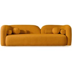 Donna - Japandi Style Boucle Sofa - Dark Yellow / Rustic