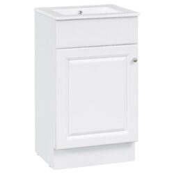 18" Bathroom Vanity With Sink, & Ceramic, Adjustable Shelf - White