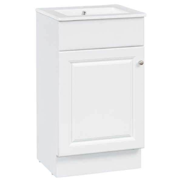18" Bathroom Vanity With Sink, & Ceramic, Adjustable Shelf - White