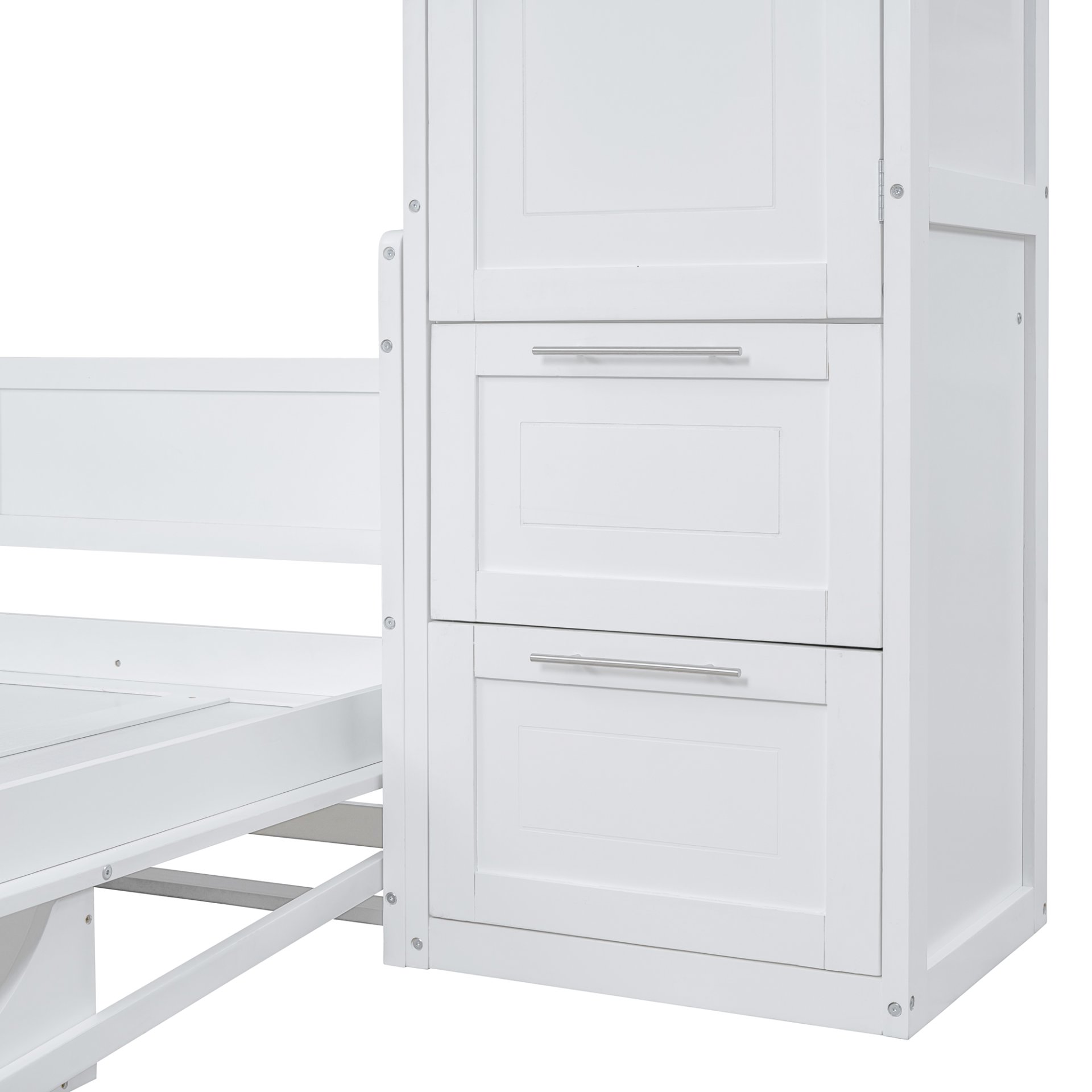 Full Size Murphy Wall Bed With Closet And Drawers - White - Image 14