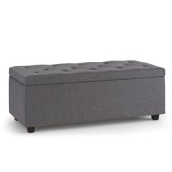 Hamilton - Lift Top Rectangular Storage Ottoman - Slate Gray
