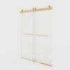 Frameless Double Sliding Soft-Close Shower Door, 3 / 8" Thick SGCC Tempered Glass Door - Brushed Gold - Image 13