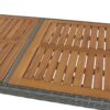5 Pieces Outdoor Patio Wicker Bar Set, Bar Height Chairs With Non-Slip Feet And Fixed Rope, Removable Cushion, Acacia Wood Table Top - Brown / Gray - Image 16