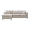 Modern Sectional Sofa With Throw Pillows, Cloud L Shaped Couch Set With Wide 4 Seat Comfy Couch Set With Movable Ottoman - Beige - Image 2